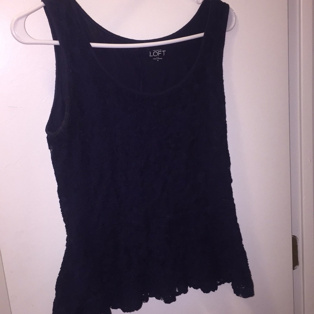 Navy lace peplum tank